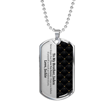 Personalized Brother (From Sibling) Dog Tag Necklace - Love You This Much